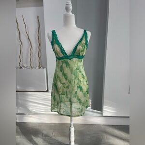 Victoria's Secret Green Patterned Chemise